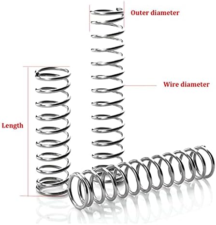 As molas de compressão são adequadas para a maioria dos reparos I Diâmetro do fio de 1,2 mm de aço inoxidável compressão Diâmetro externo da mola de 16 mm de primavera de 5 mm-305mm