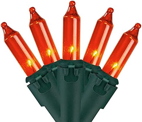 Northlight Conjunto de 100 Luzes de Natal Incandescentes Orange 2,5 Espaçamento - Fio Verde