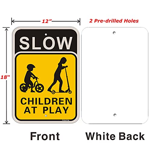 Pacote de 4 pacote devagar as crianças no pátio de brincadeira sinais 18 x 12 polegadas lentas crianças jogando sinais de segurança