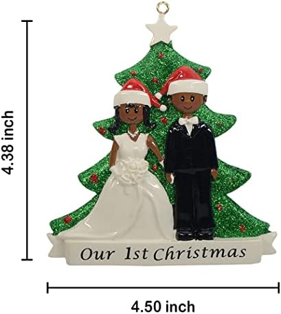 Ornamento personalizado do primeiro Natal Casado 2022 - Nosso 1º Natal como Sr. e Sra. - Polyresin Wedding Gifts for