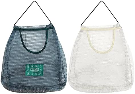 2PCs Mesh reutilizáveis ​​Produção de sacos - sacos de supermercado laváveis ​​- produz sacola de malha de armazenamento pendurada