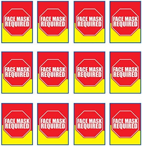 Máscara facial de segurança de beistle Sinais de parede de papel - 12 pacote - fabricado nos EUA - 15,25 ”de altura x 11,5” de largura - lembrete para usar cobertura facial - perfeita para escolas, varejo e negócios, vermelho/branco