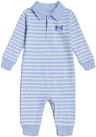 Under Armour Baby Boys Logo Polo Bodysuit, Carolina Blue Stripe - CoverAll, 12m Us