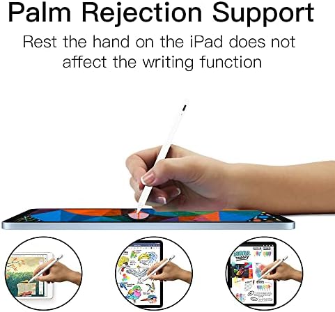 Toque na tela Toque em caneta de caneta ativa para iPad com rejeição de palma, adsorção magnética para escrita/desenho preciso compatível com iPad Pro, iPad Air 3rd/4th Gen, iPad 6/7/8 de geração