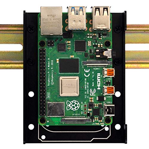 Suporte de montagem no trilho DIN para Raspberry Pi 1a+ 1b+ 2b 3b 3b+ 4b zero arduino uno mega mkr beaglebone preto