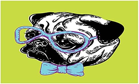 ABSONNE PUG CERAMIC DENTECHURING, cachorro Uma gravata borboleta e óculos nerds no cenário de tom pastel, bancada versátil decorativa