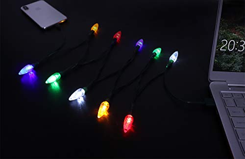 Lymonflyy LED Christmas Light Telefone Cabo Cabo USB e Bulbo Cabo de carregamento de 50 polegadas 10 lâmpadas multicoloridas compatíveis com telefone14,14pro, 14pro max, 13.13pro, 13pro max, 12.12pro, 12pro max, 11etc (1pcs
