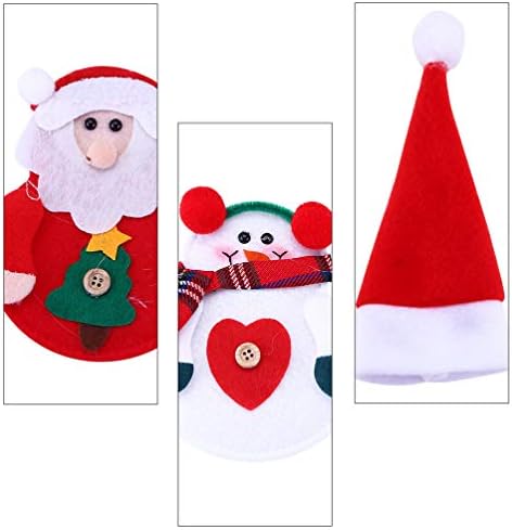 Besportble 8pcs titulares de mesa de Natal Santa Hat chapéu Facas de neve e bolsas de garfo Capas de talheres bolsas de talheres