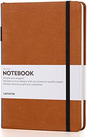 Lemome Dotted Bullet Grid Journal - A5 Caderno de grade de capa dura com loop de caneta - papel grosso premium - Divisores