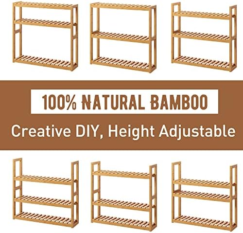 Armazenamento de banheira de banheiro organizador de bambu rack ajustável prateleira de armazenamento de 3 camadas de parede