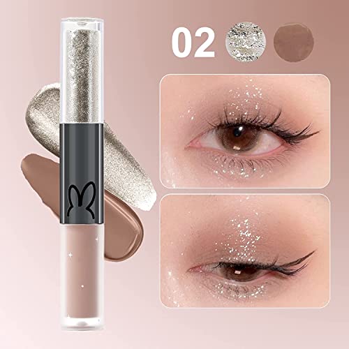 Swaqanry Liquid Glitter Matte Eyeshadow, Eyeliner 2 em 1 com acabamento fosco cremoso, maquiagem coreana de longa duração, seca rapidamente