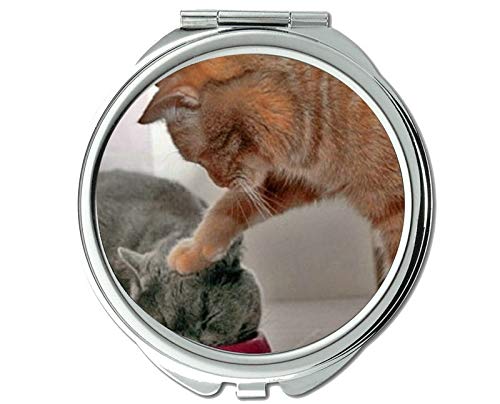 Espelho, espelho de viagem, espelho de gato de humor para homens/mulheres, 1 x 2x ampliação