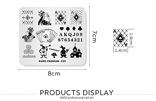 KADS Plate de estampagem de unhas Moda de selos de poker de poker