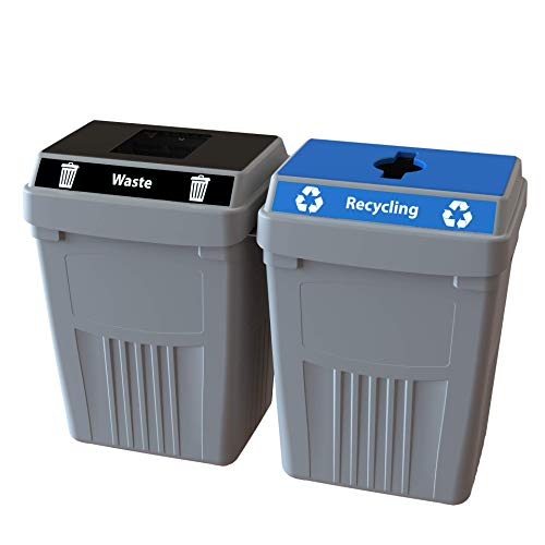 CleanRiver Flex E Bin - 50 galões | 2-em 1 fluxos | Reciclagem e cesta de resíduos | Cor preta