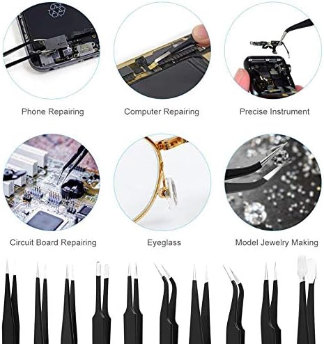 YHYZ Precision ESD Tweezers, Kit de conjunto de pinças de ESD anti-estática para eletrônica, jóias, jóias, artesanato,