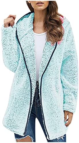 Casaco de inverno para feminino plus size lã difusa jaqueta de manga longa com capuz com capuz de moletom de moletom