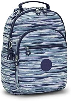 Kipling Women's Seoul Small Mackpack, tiras duráveis ​​e acolchoadas com manga de comprimido, bolsa escolar, listras