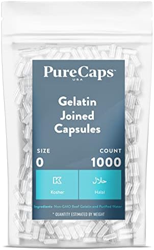 1000 cápsulas de gelatina vazias Tamanho 0 Caps de gel por Purecapsusa