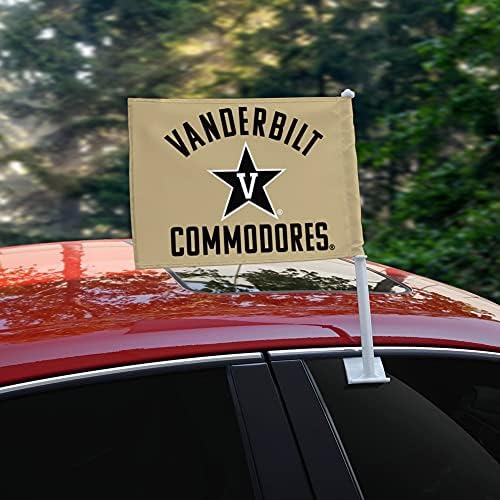 Bandeira de caminhão de carro da Universidade Vanderbilt com clipe de janela no suporte