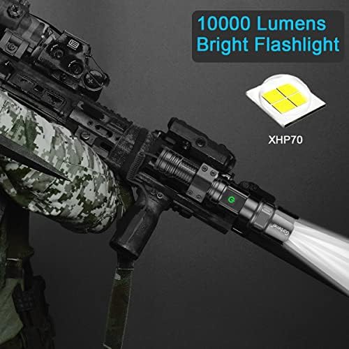 Garberiel High Lumens lanterna tática Luz de montagem do trilho Picatinny com interruptor de pressão - 10000 lúmens
