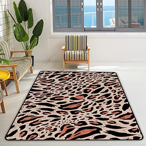 Rastreamento de tapete interno de tapete de tapete de leopardo de leopardo animal para quarto quarto berçário educacional piso tapetes de esteira 60x48innch