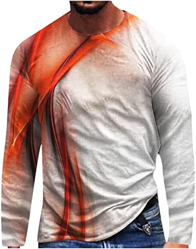T-shirt de camiseta muscular masculina camisetas impressas 3D Camisetas de manga longa o Pescoço Tops Tops Colorful Design