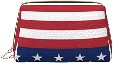 FFEXS American Flag Stars Stripes Saco de cosméticos, bolsa de cosméticos portátil de grande capacidade, fácil de acessar