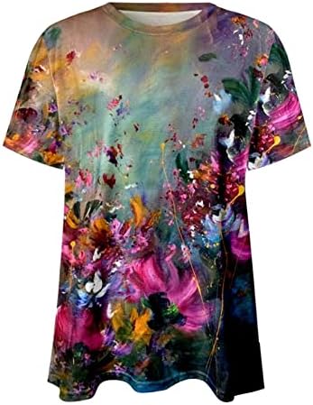 Womens Abstract Tops Crew pescoço blusas T camisetas de manga curta de verão Tops de outono 2023 moda de moda FIT XT