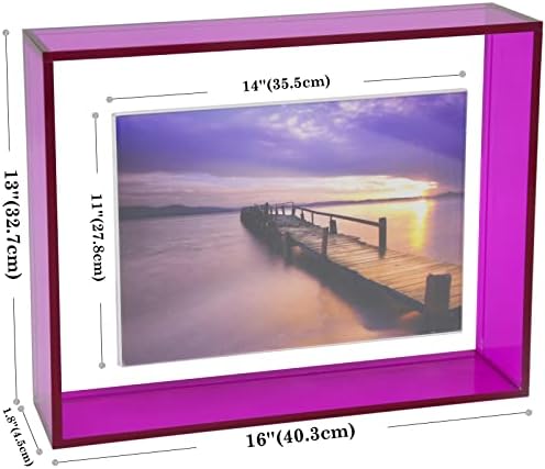 Happydino 11x14 Flama flutuante Frame acrílico Frame de imagem Freesternding Frame de foto decorativa translúcida de colorir para montagem de parede Galeria de mesa