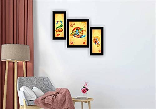 SAF Conjunto de 3 Kanha Ji Modern Art Wall Pintura para decoração em casa 13,5 x 22,5 polegadas
