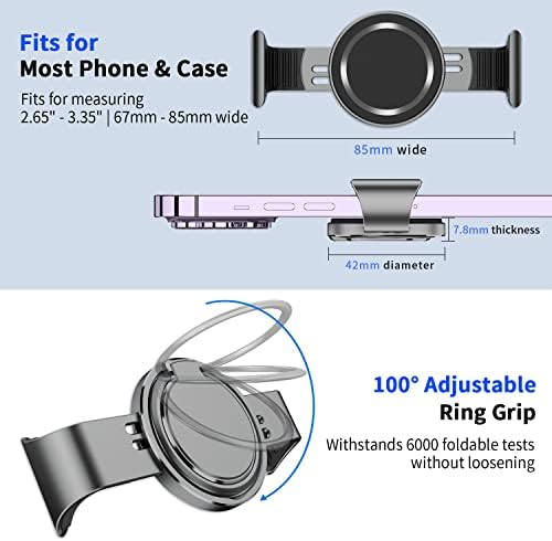 Grampo por telefone com um suporte para anel [4 ímãs fortes] Grip de clipe de telefone de ginástica magnética para a maioria