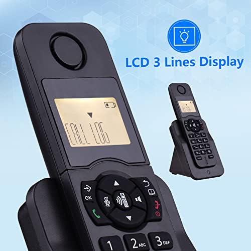 BISOFICE Expandível telefone sem fio Telefone com LCD Display ID do chamador 50 Memórias da lista telefônica Memórias de mãos livres