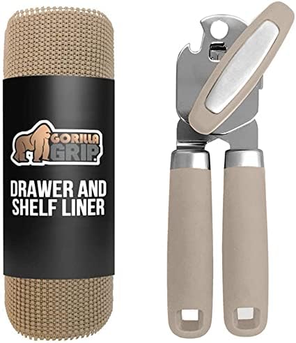 Gorilla Grip Drawer e Shelf Liner e Manual Hold Hold Can Can, Liner Sizer Tamanho 12 em X 20 pés bege, Grip Strong,