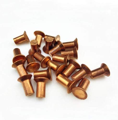 OCHOOS 20PCS M6X Correctões de cobre Rivetes de bronze Brass Cabeça plana Solid Percussion Rivet GB869 -