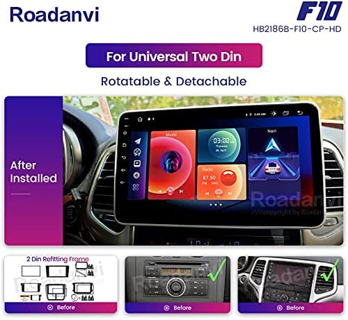 Roadanvi HD 10.2 Double Din Car Radio Rádio Sem fio CarPlay Android Auto Car Séps IPS Screen de toque IPS 1280x720 GPS