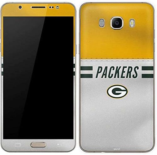 Skinit Decalk Phone Skin Compatível com Galaxy J7 - Oficialmente licenciado NFL Green Bay Packers Design listrado branco