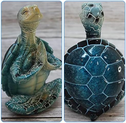Tartaruga marinha Meditadora de ioga estatuetas: 2 PCs Decoração de casa de meditação de tartaruga marinha, tartaruga de ioga engraçada,