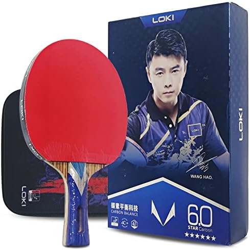 Loki M6 Ping Pong Patdle - Rantenha de tênis de mesa pesada de cabeça ofensiva com lâmina de carbono e borrachas aprovadas pelo ITTF lateral ITTF