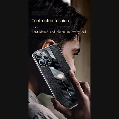 Lonuo Telefone Capa de couro + estojo de fibra de carbono projetado compatível com Huawei Honor 60 SE com proteção contra a câmera, capa de telefone protetora à prova de choque de corpo inteiro Mangas de bolsas magras finas