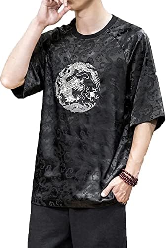 T-shirt de camiseta de estilo chinês de verão Tang Dragon Borderyer Jacquard Mangas curtas soltas Men roupas masculinas macho