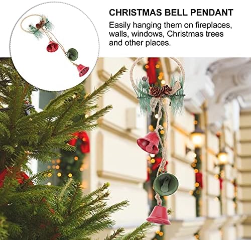 Pretyzoom Porta da frente Garland pinheiro pinho Pinecones Jingle Bell Ponte do cabide da parede Ornamentos para férias de Natal