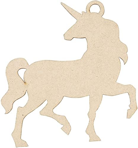 Juvale Wooden Unicorn Cutouts para artesanato, enfeites de Natal inacabados de madeira para pintar, 4 desenhos