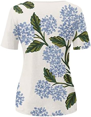 Ayaso feminino 2023 camisetas casuais de verão V de pescoço de manga curta de túnica de túnica decoração de impressão floral