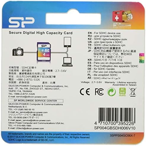 Power Silicon Power seguro Digital SDHC Cartão de memória - SDHC 4 GB Modelo SP004GBSDH006V10