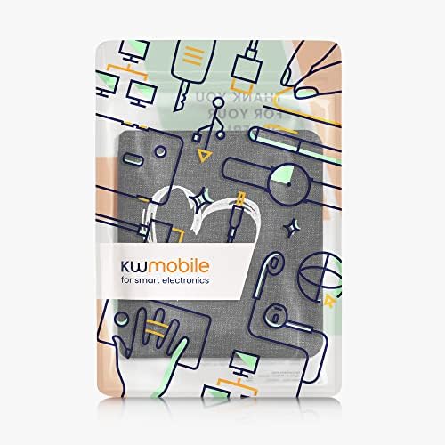 Kwmobile Cover Compatível com Tolino Vision 6 - Caso de Design de Stitchwork - Coração escovado cinza