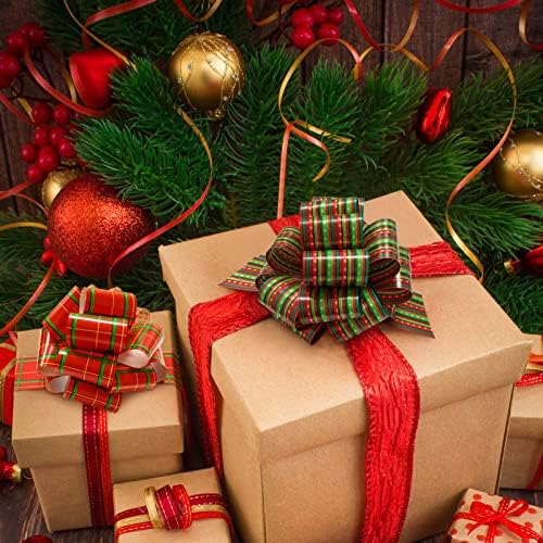 Jophmo Christmas Gift Pull Bows definido em 24 padrões variados, presentes arcos de embrulho com fita, acessório para garrafas de vinho de presentes de feriado decoração de livros