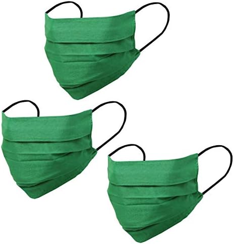 Máscaras de algodão macio de toque máscara de algodão macia lavável lavável tecido de camada dupla artesanal para mulheres, homens. . Verde sólido