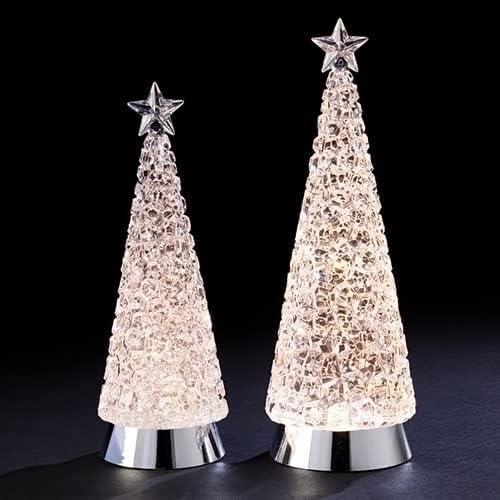 Christmas por Roman Inc., Coleção de Confetes Lites, 12-14 H 2PC St Cube Swirl Confetti Light Tree, lanterna, globo de neve, decoração