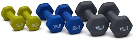 Basics Neoprene HEXAGONE TRAÇÃO DUMBBELL Código de cor Peso da mão-definido com 6 e de borracha Exercícios e fitness Hex Horty Weight para treinamento de força, 20 libras