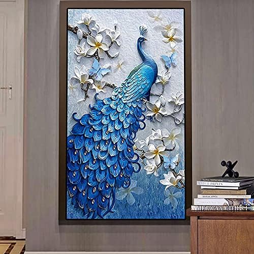 Kits de pintura de diamante DIY de zgmaxcl para adultos broca completa redonda azul shinestone size de tamanho grande decoração de parede decoração de artesanato 35,4 x 23,6 polegadas
